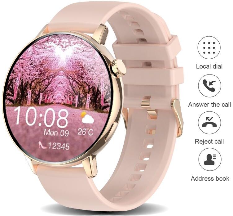 SACOSDING Smart Watch SACOSDING Watch Women Smart Watch 1.32 inch Full-screen Touch DIY Face Heart Rate Fitness Tracker Sports Watches For Android IOS New Watch Ladies Gift