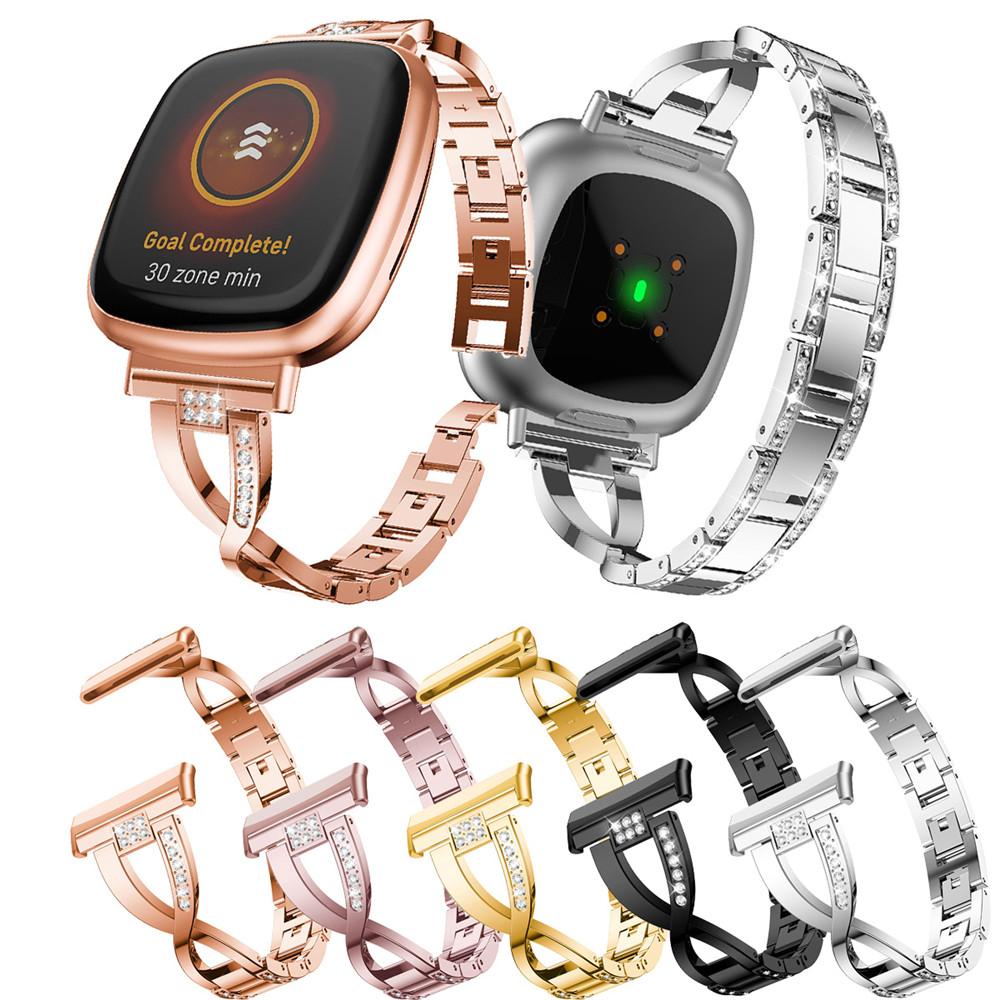 MY-CASE Strap For Fitbit Versa 3/4 Sense Sense2 smartwatch with Diamond Men's Watch Women's Bracelet Replacement Wrist band Accessories