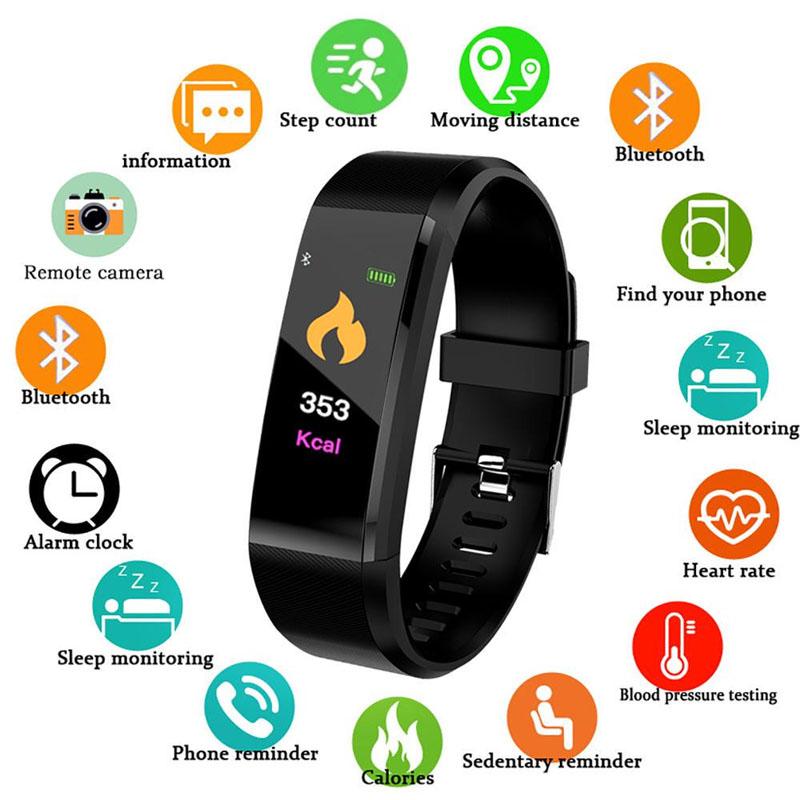ElectronicMall Heart Rate Monitor Smart Watch Bluetooth Bracelet Fitness Blood Pressure Activity Tracker Band