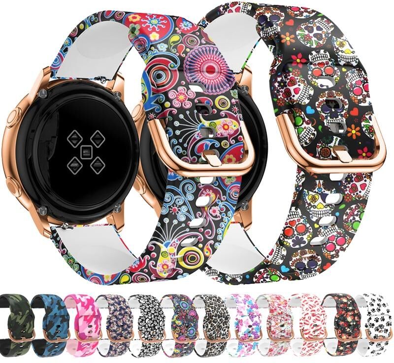 WHOP-A1 20mm 22mm Silicone Strap For Samsung Galaxy Watch Gear S3 Active 2 Graffiti style strap For Garmin watch moto 360 HuaMi Amazfit bip Huawei watch band