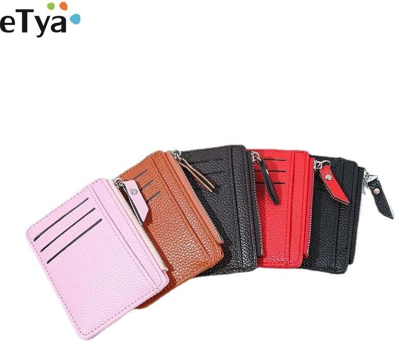 eTya PU Leather Zipper Fashion Ultra-Thin Wallet Money Wallet Bag Case Coin Purse Clip Organizer Women Men ID Card Credit Card Holder