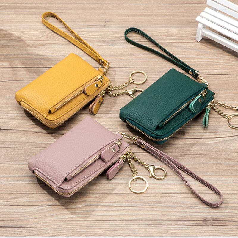 ZHAO FAN-Electronic Genuine Leather Clutch Wallet Bags Cowhide Small Hand Coin Purse Card Holder Key Lipstick Earphone Storage Pouch Case For Women