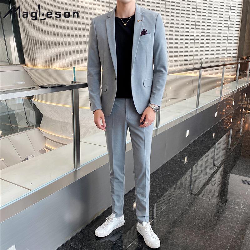 MAGLESON Men's Clothing Stylish Casual Suit Men's Jacket Slim Fit Suit Trouser Suit Two-piece Set Suits & Blazers