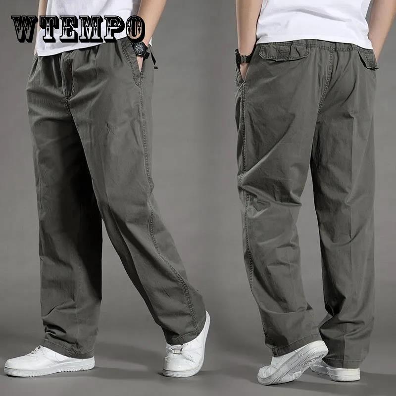 WTEMPO Summer Plus Size Men's Wide-leg Pants Multi-pocket Overalls Straight Casual Pants Outdoor Loose Version Sports Pants