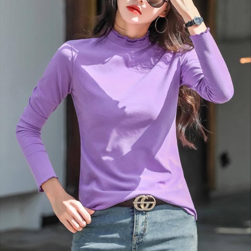 VIYOO Women Tops Tees Autumn Korean Long Sleeve T-shirt Sping Office Cotton Women's T-shirts Female Casual Za Woman Tshirts