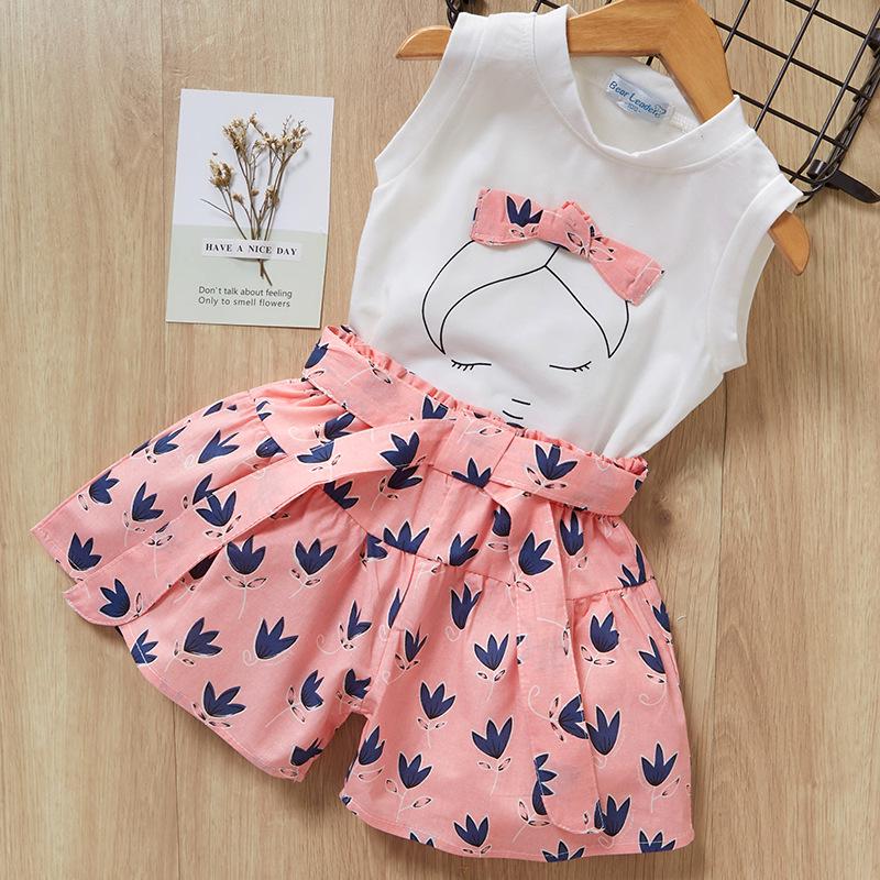 Hawayi Girls' Summer Clothes, Summer Children's Clothes, Vest, Thin Suit, Children's Clothing, Trendy Children's Two-piece Suit