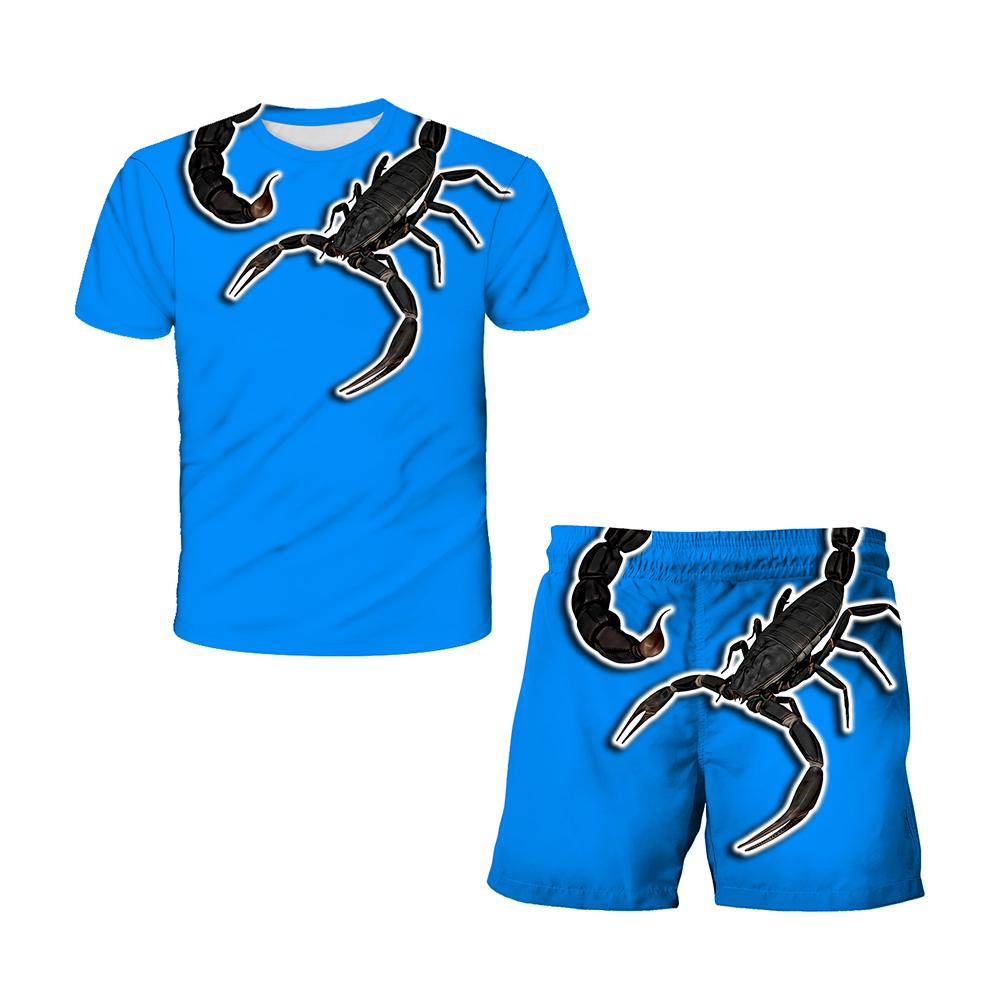 ULao Kids Set T-shirts Handsome Scorpion Graphic 3D Printed Children's Suit T-shirt Clothing Sets Halloween Costume Boys T-shirts Shorts