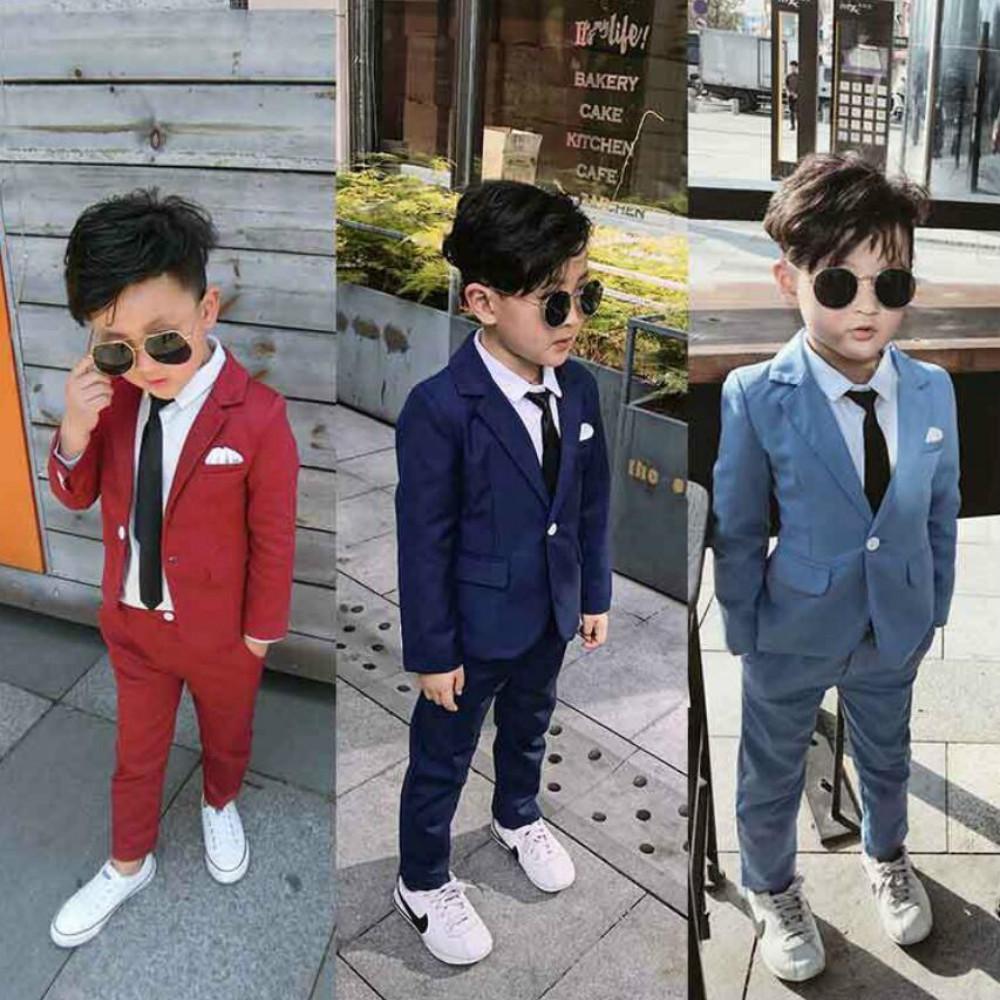 GQ-Lemon Boys Suits Blazer Sets Children Clothing Children's Suit Boy Suit Long Pants Jacket Coat 2 Pcs