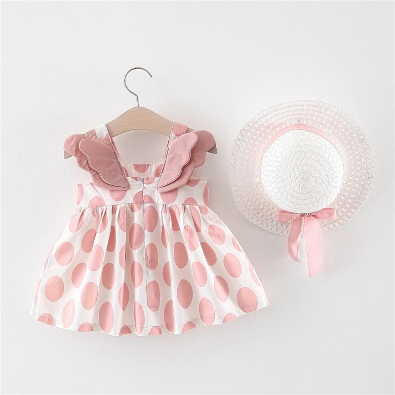 HoneyCherry 2022 Summer Baby Princess Dress Girls New Children's Clothing Summer Girl Baby Dress with Hat