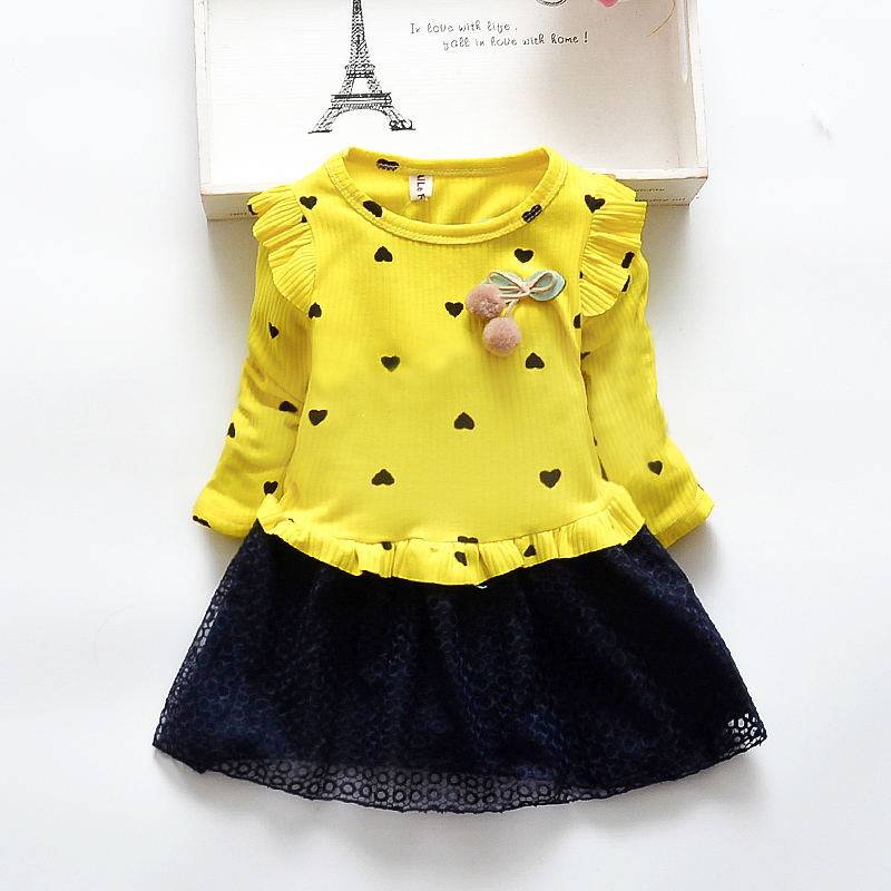 Fashion Nessa Spring and Autumn Girls Long Sleeve Dress New Korean Children Mesh Princess Skirt Kids Clothing