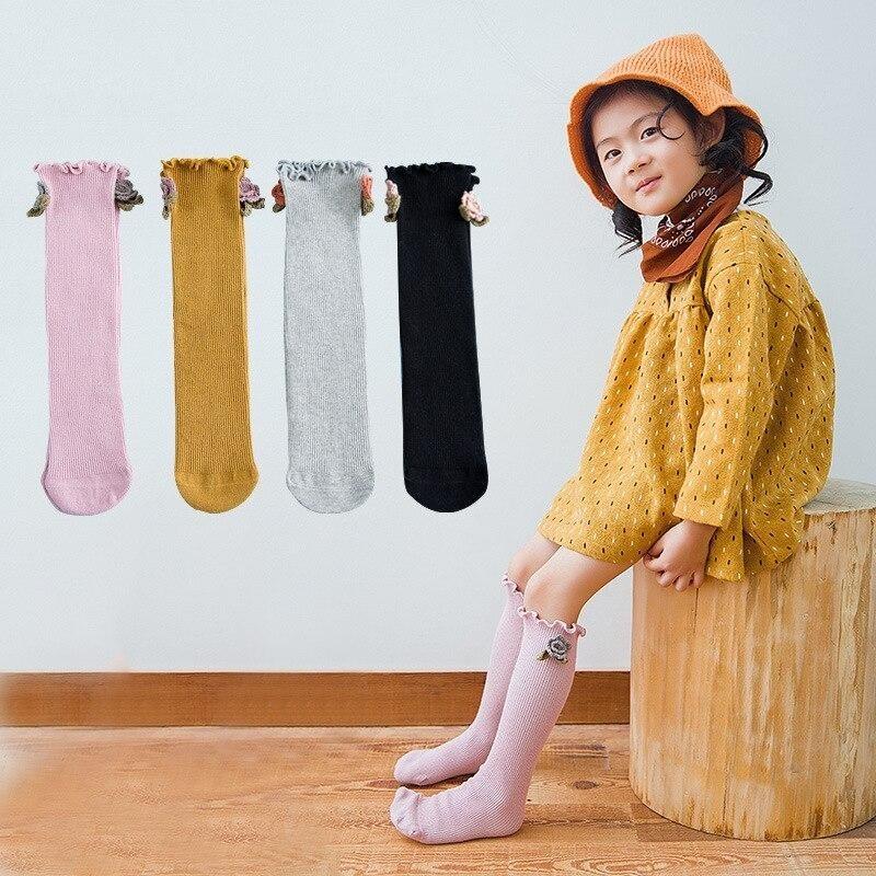 YEJET-Baby Cotton Baby Kid Girls Socks Princess Style Children's Knee High Socks for Toddler Girl Clothing Accessories 0-8Y