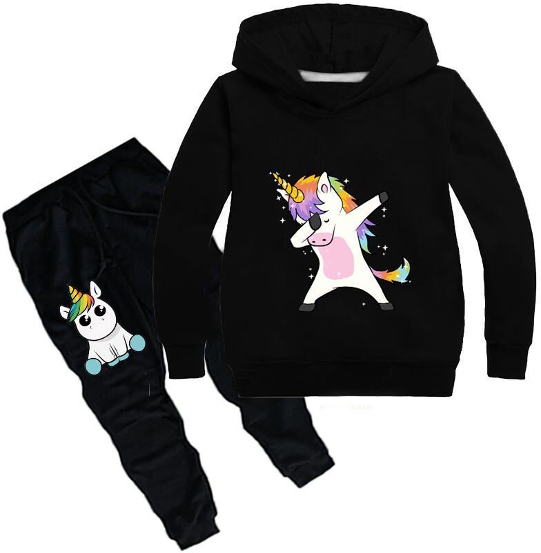 xuhaijian02 Boys Girls Unicorn Hoodie 2pcs Clothes Set for Baby Girl Boy Summer Hooded Tracksuit Children's Casual Suits Kids Clothing Sets