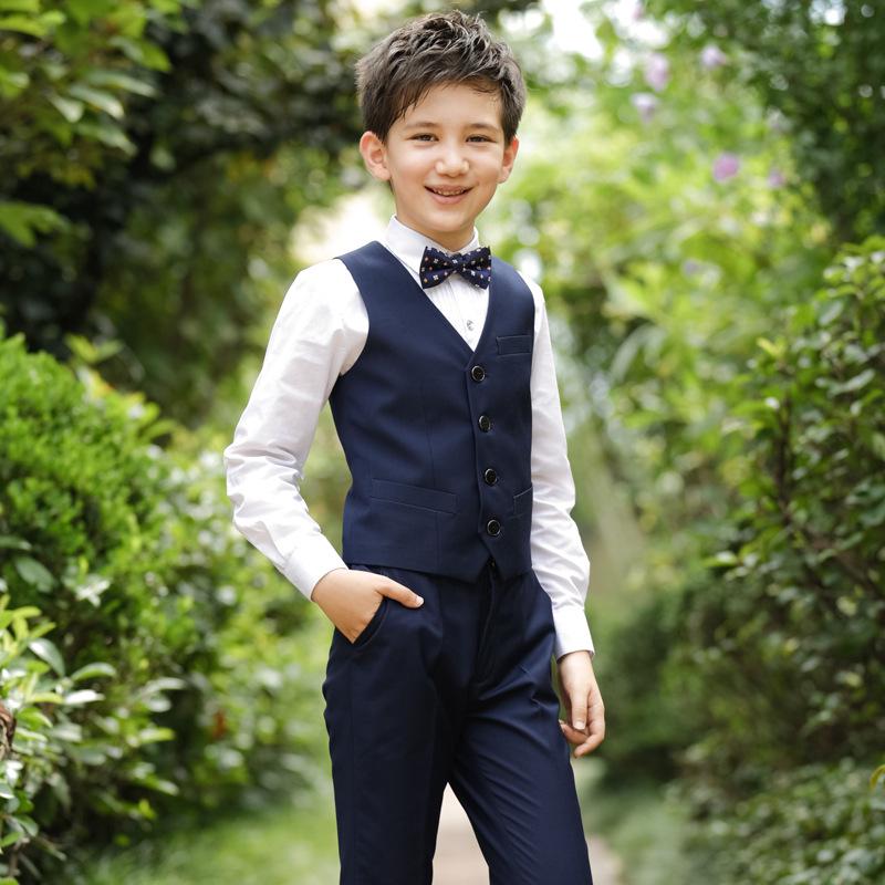 RC BABY 4 Colors Boy's Gentle Vest Formal Suit+ Tie for Wedding Children's Clothing Sets Piano Costume Suits