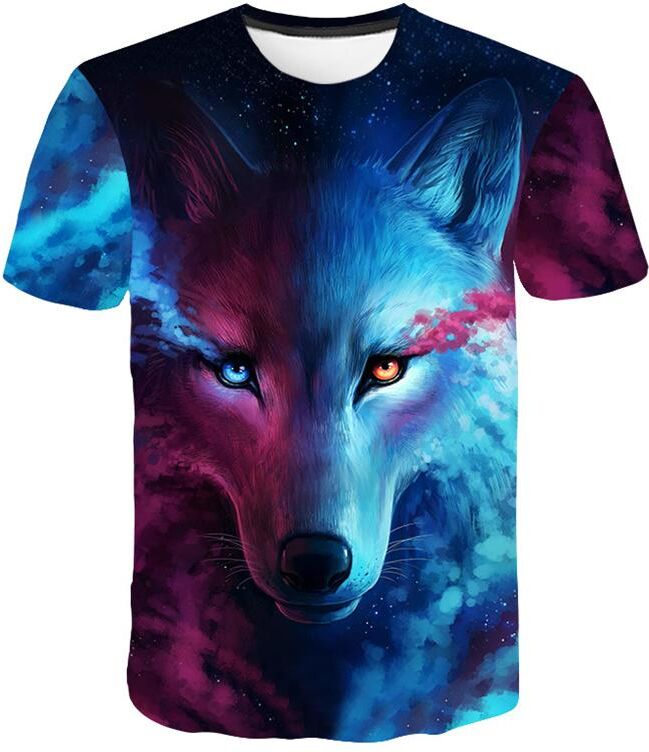 ULao Children's Clothing Autumn Wolf Animals Print 3D T-Shirt for Boys Girls Fashion Short Sleeve O-Neck Tops Baby Tees