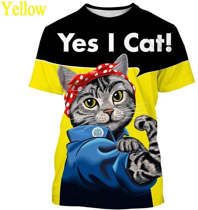 ULao Summer Children's T-shirts Fun Cute Animal Cat 3D Printed Casual Tops O-neck Short Sleeve Kids T-shirts Boys Clothing