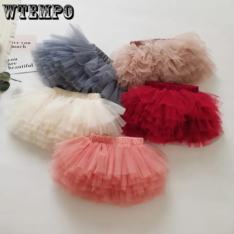 WTEMPO Girl's Mesh Puffy Skirt Versatile Princess Cake Half Skirt Summer Beautiful Children's Clothing