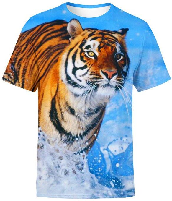 ULao Tiger Lion Animals Boys Girls Cartoon Tshirt Young Children's Cartoon Clothing Summer Harajuku T-shirt Unisex 1-14 Year Tops