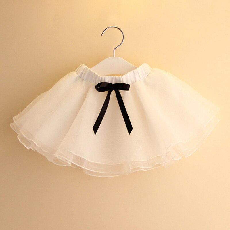 Selfyi Summer Casual Girls Bow-Knot Solid Color Mesh Tutu Dance Skirt Children's Clothing