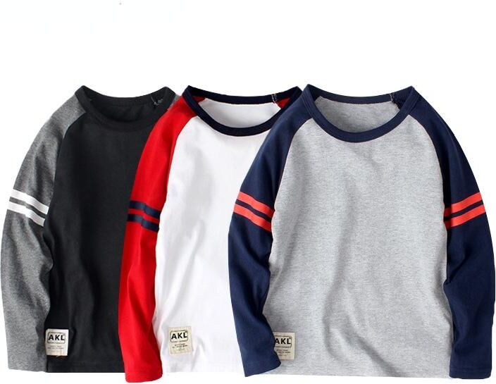 VeraToys Spring and Autumn Children's Clothing Children's T-shirt Boys Long Sleeve Sweater Cotton Round Neck Long Sleeve Bottoming Shirt