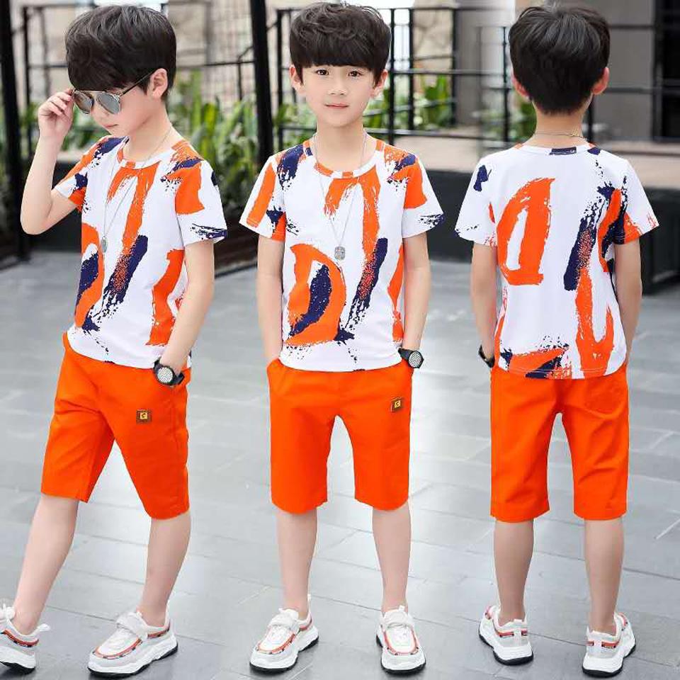 A-Shin Boys Clothing Sets Summer  Cotton Teenage Kids Boys Suit for  Children Short Sleeve Shirt Shorts Set