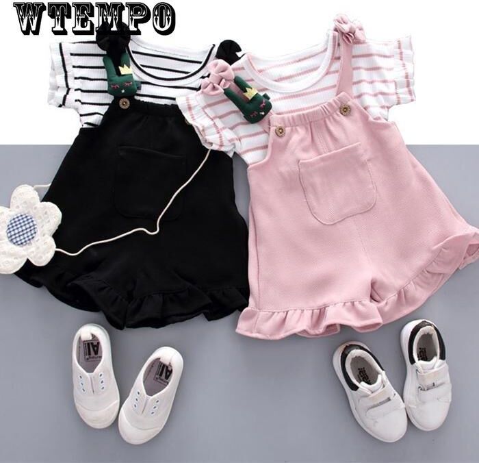 WTEMPO Girls' Summer Wear Korean Girls' Two Piece Set of Children's Clothing Short Sleeve Suit 0-1-2-3 Years Old Children's Clothing