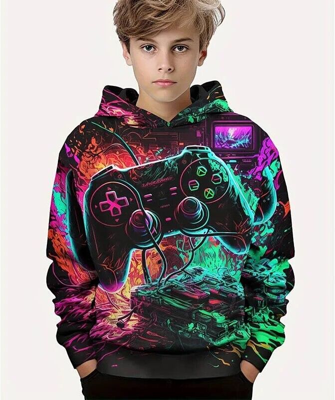 ETST 07 Gamepad Hoodies Boys Clothes 3-14 Years Kids Hoodie Boy Tops Long Sleeves Sweatshirt Kids Fashion Children's Clothing