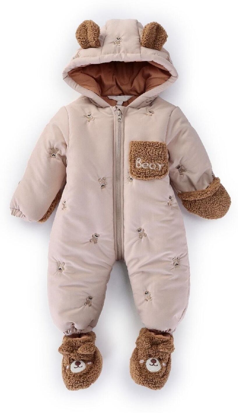 Palmiye Clothing & Footwear & Accessories New Baby Cute Bear Figured Winter Furry Booties-gloves Hooded Cosmonaut-astronaut Jumpsuit