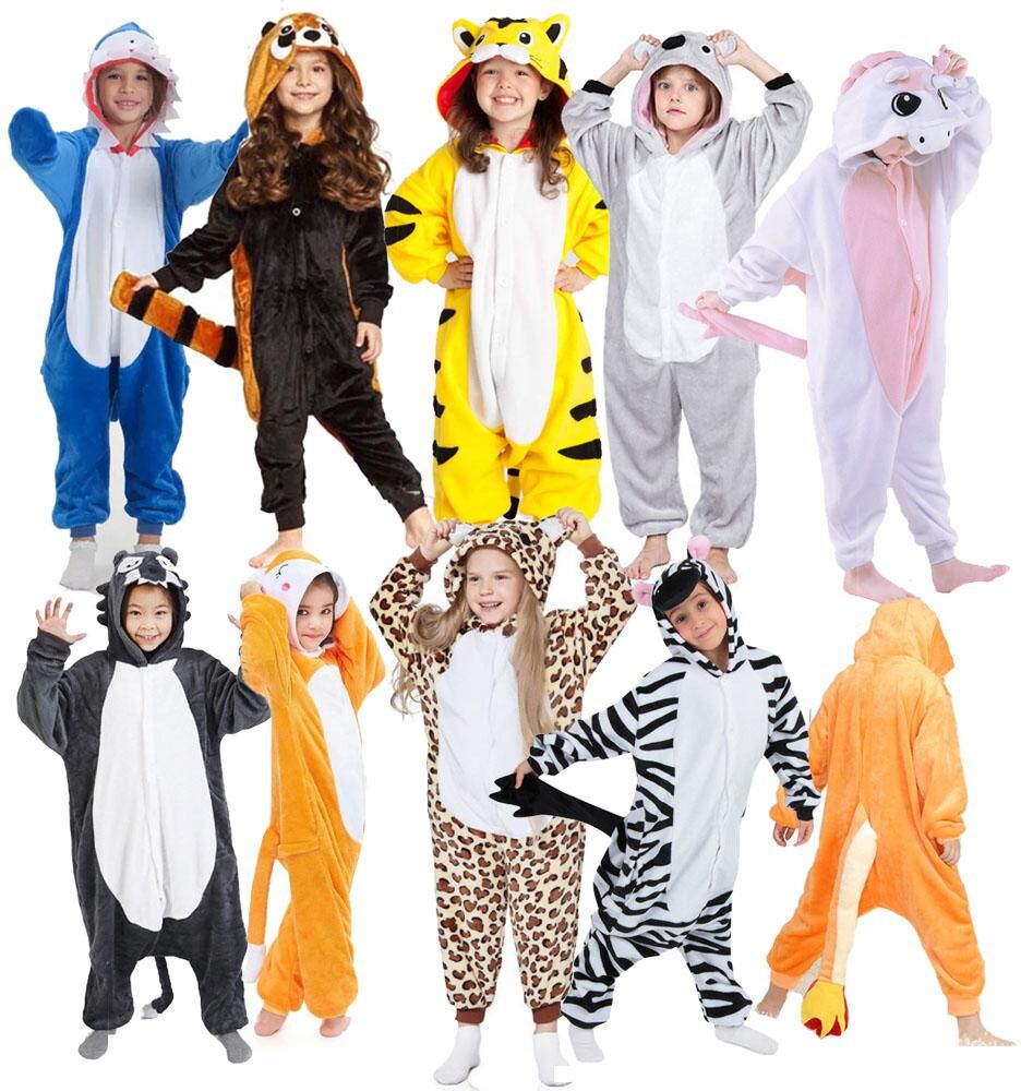 PYJYP Cosplay Kigurumi Sharks Wolf Onesie Kids Unicorn tigers koalas Pajamas For Children Animal Cartoon Sleepers Costume cosplay Girls Licorne Jumspuit