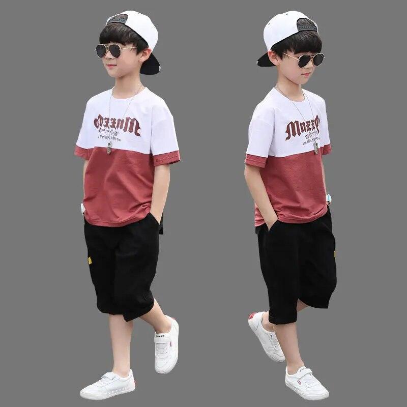 DSorothy Boys Clothing Sets Tracksuit Teen   Summer Casual Outfit T-shirt + Pants Boys Clothes Children Clothing Suit Kids