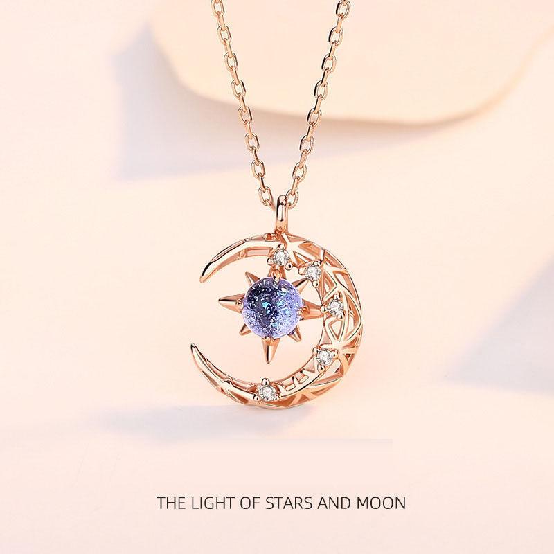 Taylor Erotic Lingerie Fashion Light Of Stars And Moon Charm Necklace Delicate Clavicle Stars Rhinestone Chain Necklace For Women Jewelry