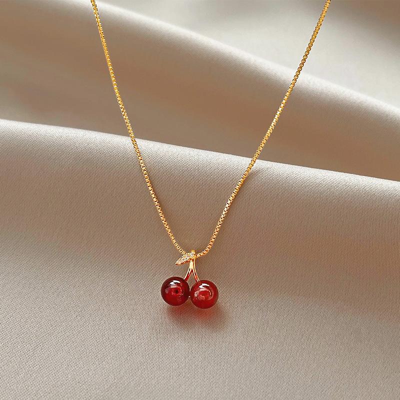 Taylor Erotic Lingerie Fashion Women's Simple Summer Luxury Red Cherry Pendant Necklace Birthday Party Women's Jewelry Accessories Gift Wholesale