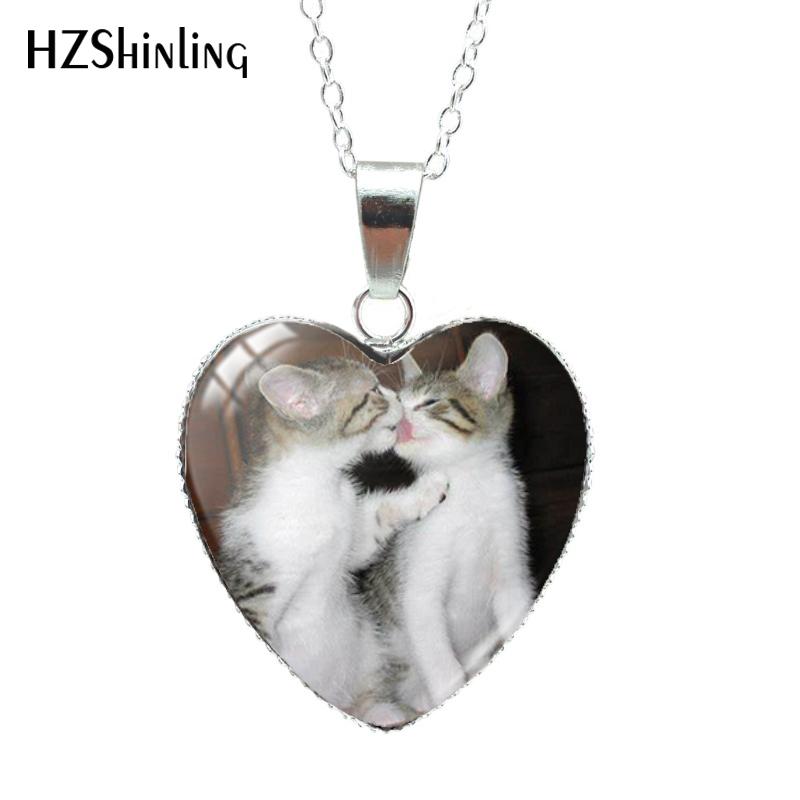 Taylor Erotic Lingerie 2020 Cartoon cats Patten Heart Shaped Glass Dome Neckalce Fashion Cute Animal Handmade Crafts Jewelry hz3