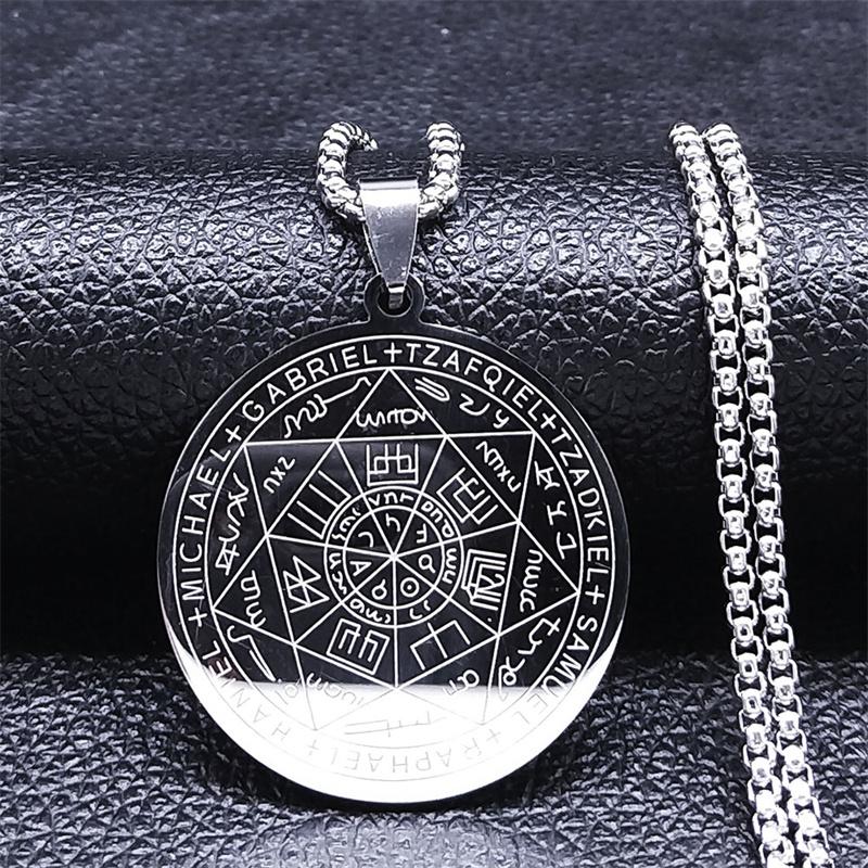 Taylor Erotic Lingerie Seven Archangels Amulet Stainless Steel Necklaces Men Seal of Solomon Talisman Christian Protection Jewelry collar