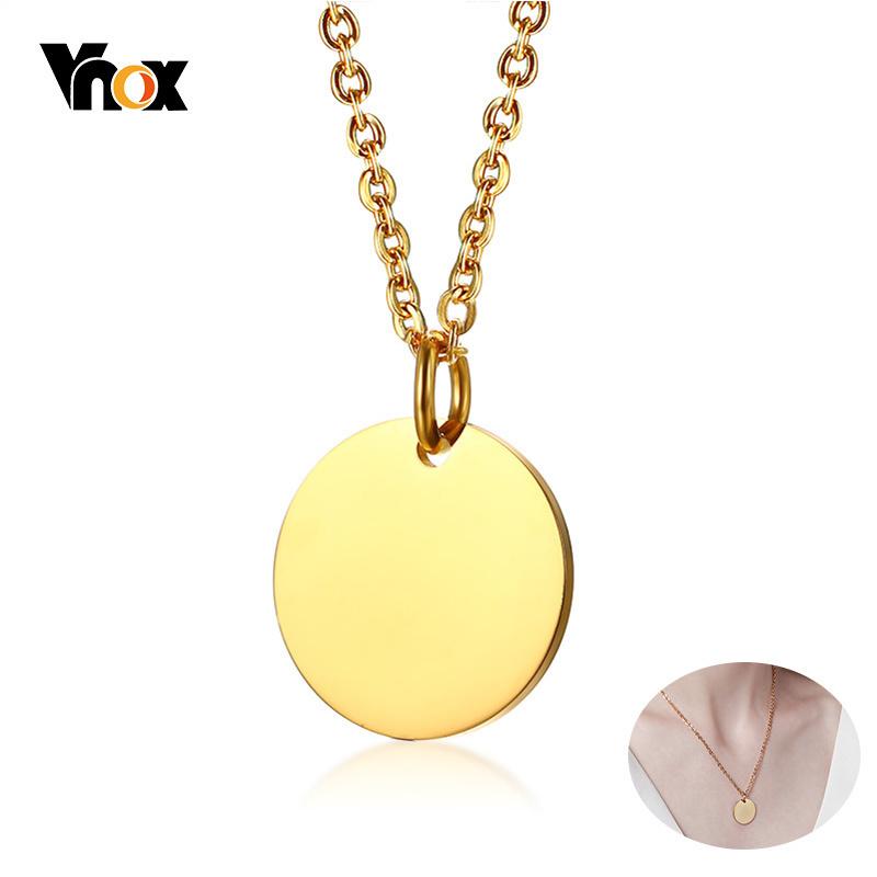 Taylor Erotic Lingerie Vnox Gold Color Initial Necklaces for Women with Coin Charm Stainless Steel Disc Pendants Necklaces Jewelry