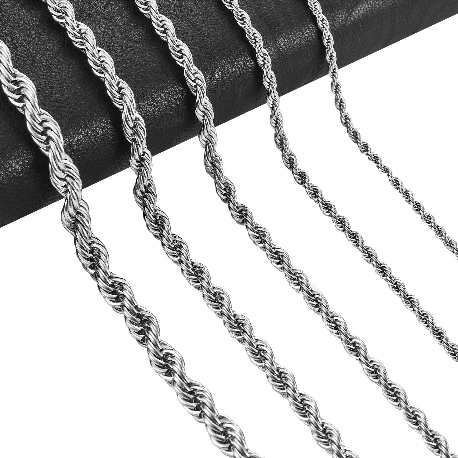 Taylor Erotic Lingerie New Punk Vintage Silver Color Stainless Steel Men's Rope Chain 2/3/4/5/6mm-6mm Fashion Jewelry Necklace for Women