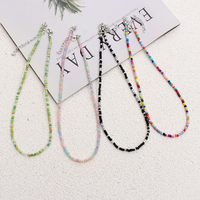 Taylor Erotic Lingerie Simple Seed Beads Strand Choker Fashion Korean Collar Charm Colorful  Handmade Bohemia  Necklace Women Beach Female Jewelry