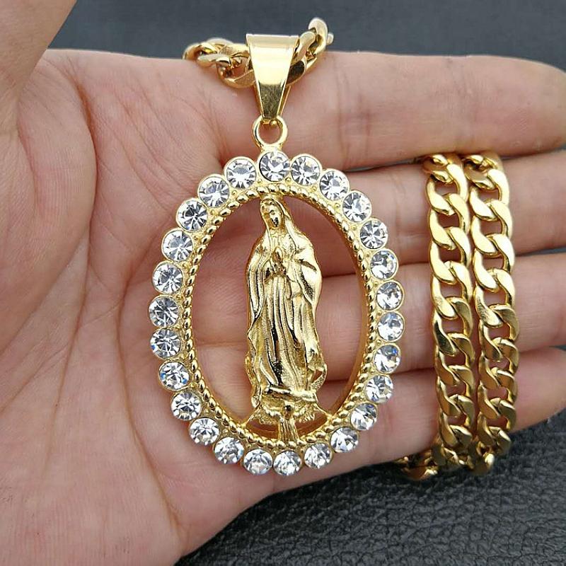Taylor Erotic Lingerie Fashion Income Europe and America Catholic Virgin Mary Necklace Religious Faith God Hip Hop Pendant Exquisite Party Gifts