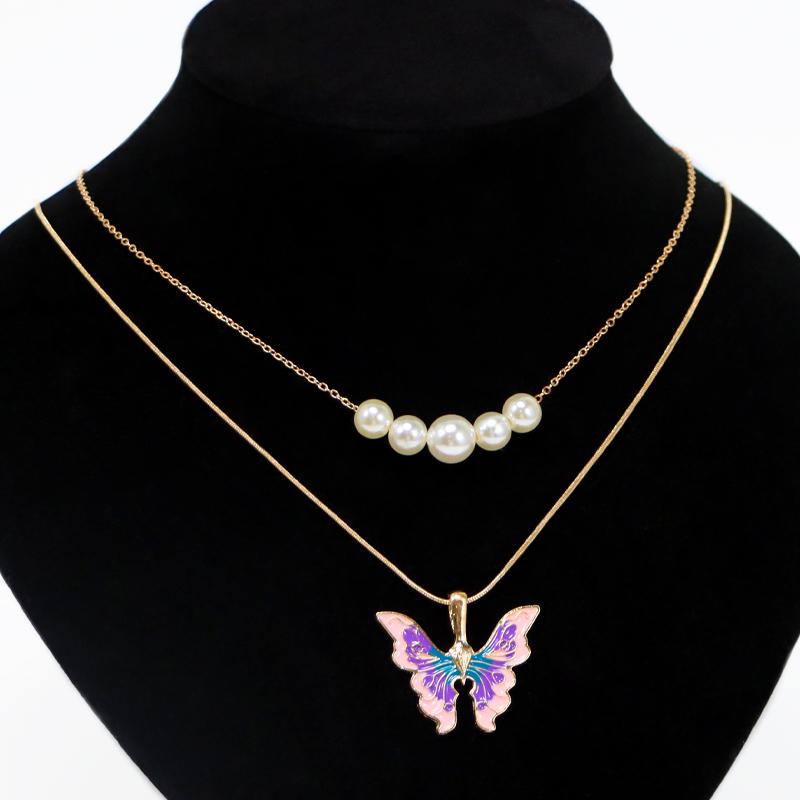 Taylor Erotic Lingerie Fashion Women Butterfly Necklaces Thai Pop Butterfly Pearl Necklace Double Choker Chains Girl Jewelry Gifts