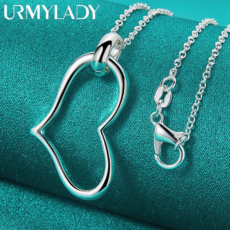 Taylor Erotic Lingerie URMYLADY 925 Sterling Silver Heart 16-30 Inch Pendant Necklace For Women Fashion Wedding Engagement Gift Jewelry