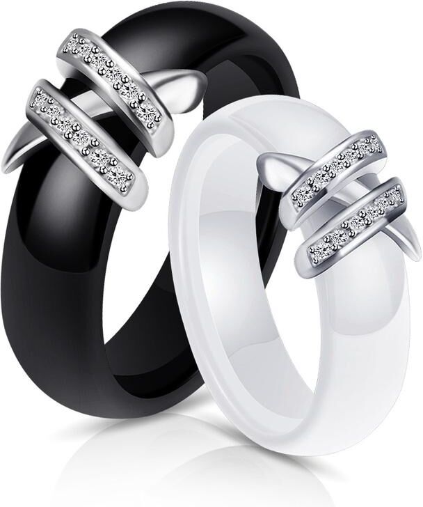 computer accessory Creative Rings Creative Rings Ceramic Rings Black and White Double X Diamond Rings