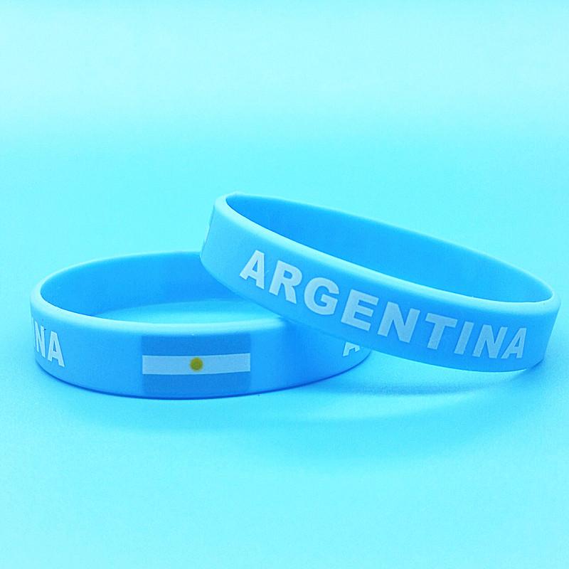 Red House 2pcs Argentina Flag Silicone Bracelet Sport Wristbands Print Country Men Women Rubber Band Wrist Strap Bangle Outdoor Accessories