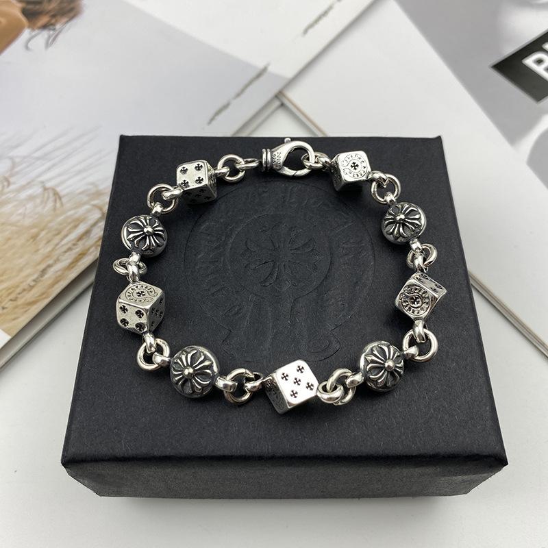 Fashion bag01 Trendy Small Square Beads Cross Stainless Steel Bracelet for Men and Women Clothing Accessory Punk Style Jewelry