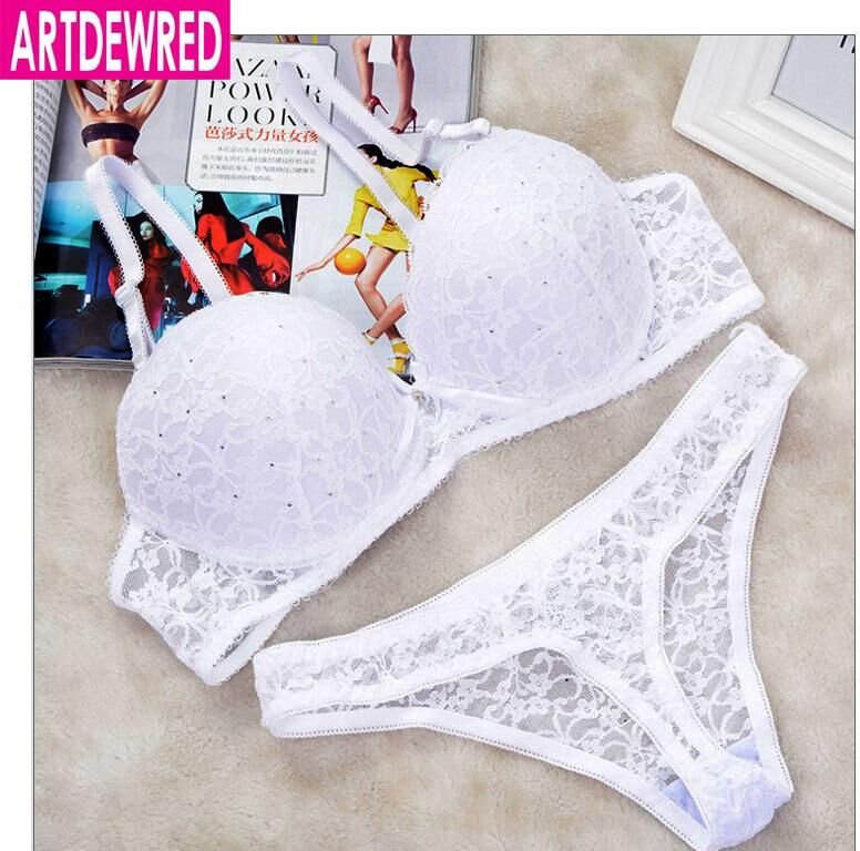 Artdewred Lingerie Artdewred Sexy Full Lace Floral Princess Underwear Bra Sets Push Up Bra and Thong Set For Women