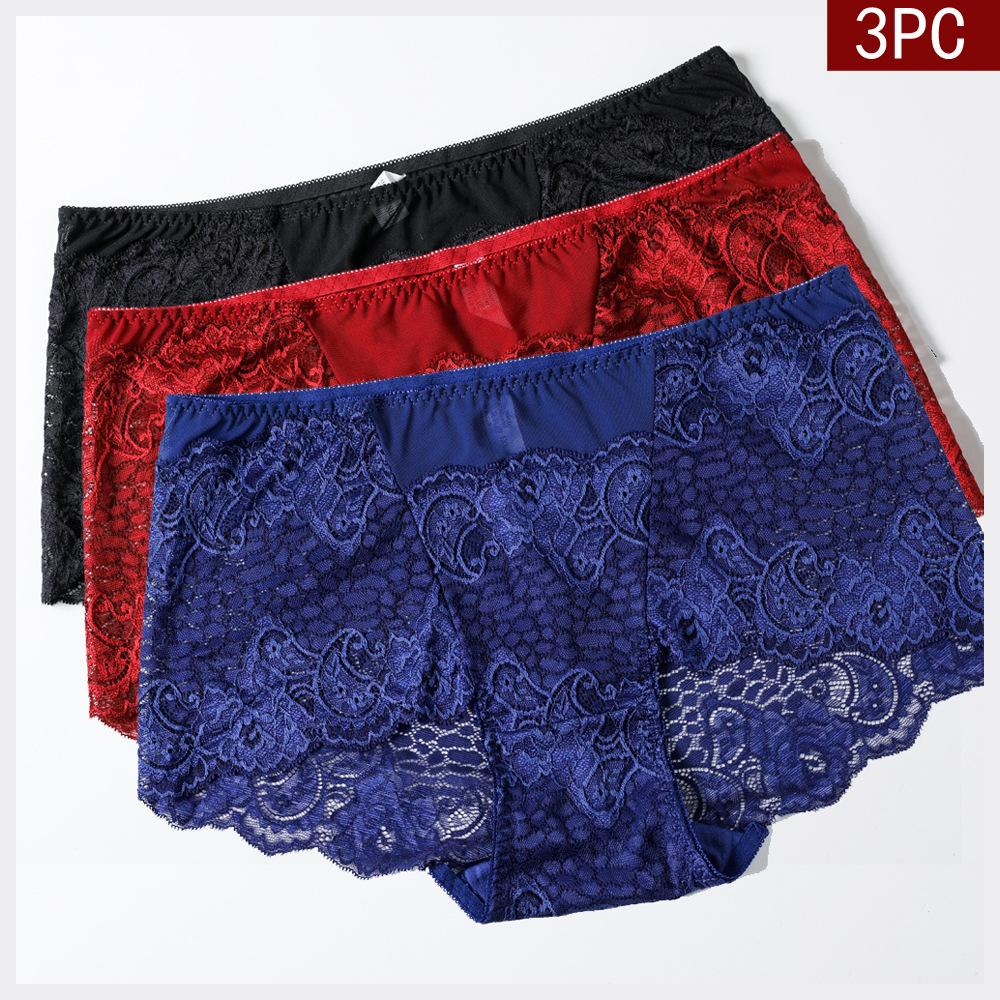 Artdewred Lingerie 3Pcs/Set Women's Panties Plus Size Briefs Elastic Soft Large Size 4XL Ladies Underwear Breathable Sexy Middle Waist Underpants