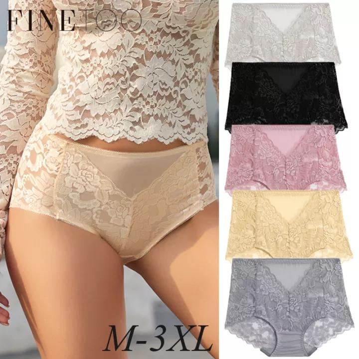 FINETOO Women Seamless Floral Lace Panties  Lingerie Female Underwear Sexy V-Waist Underpant Girls Intimates Panty