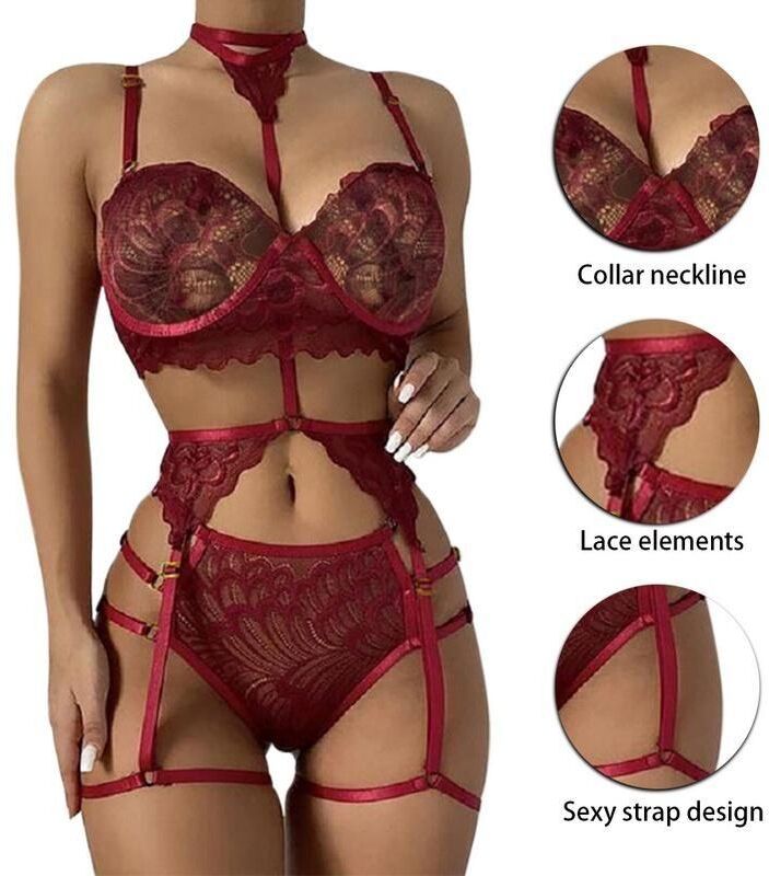 Anling Lace Lingerie New Sexy Fashion Underwear Sleepwear Steel Ring Bra Thongs Underwear Suits