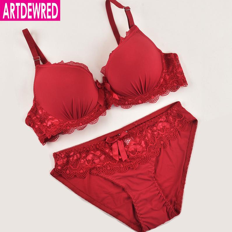 Artdewred Lingerie Artdewred Lady Lace Push Up Bra Top sujetador encaje Underwear Women Lingerie Sexy Panties Sets