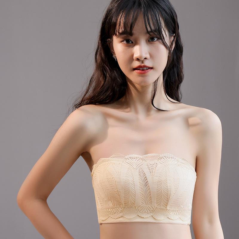 Clare Large Size Women Gathered Minimizer Bra Invisible Bralette Wireless Brassiere Strapless Lingerie Non Slip Underwear Tops