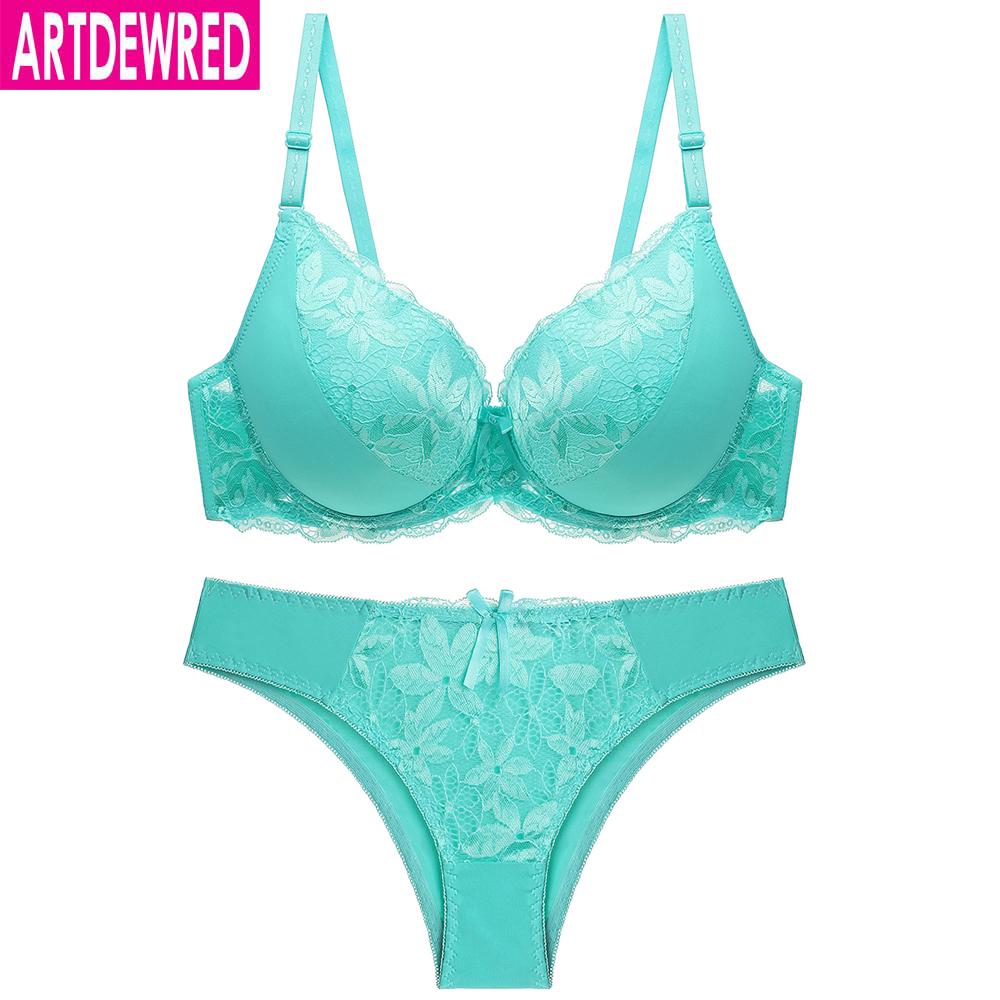 Artdewred Lingerie Sexy Plus Size Women Lace Bra Set Underwear Push Up Bra and Brief Sets Ladies Bra Panty Sets
