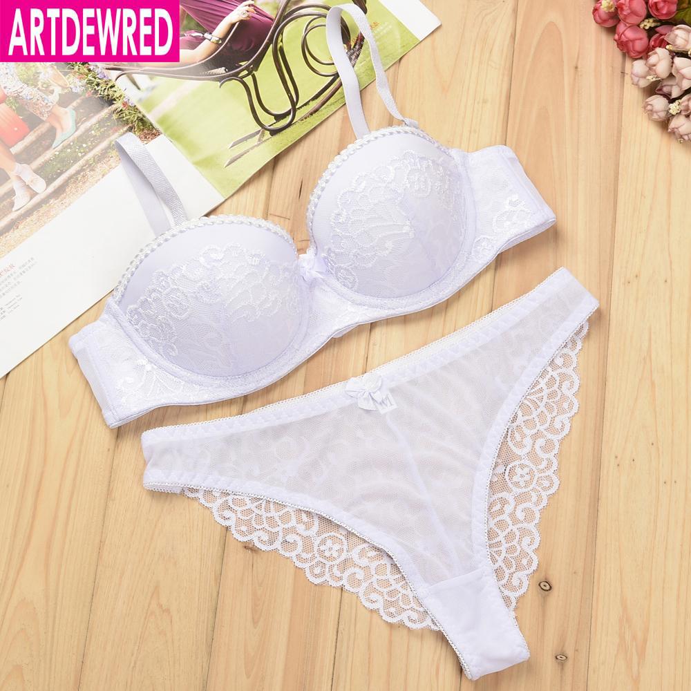 Artdewred Lingerie Sexy Lady Push up Bra Panties Set Lace Hollow out Bralette Underwear Panty Set Intimates For Women